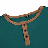 preiswerte Lässiges Henley-T-Shirt-Herren Henley Shirt T-Shirt Kurze Ärmel Glatt Raglanärmel Modisch Designer Basic Knopf hoch Henley Urlaub Strasse Ausgehen Sommer Dunkel Braun Marineblau Königliches Blau Henley T-Shirt