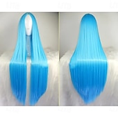 cheap Party Wigs-Black Wigs for Women The Addams Family Wig Long Black Wig Cosplay Wig Synthetic Wig Cosplay Wig Long Azure Light Brown Lake Blue Blonde Pink Synthetic Hair 34 Inch Women&#039;S Halloween Wigs