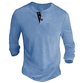 preiswerte Lässiges Henley-T-Shirt-Herren Henley Shirt Tee langarmshirt Glatt Henley Casual Festtage Langarm Button-Down Bekleidung Baumwollmischung Modisch Designer Komfortabel Essential