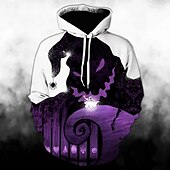 economico Grafica di personaggi di cartoni animati e film-Halloween sortita Jack Skellington Teschio dello scheletro Felpa con cappuccio Pullover Felpa con cappuccio natalizia divertente Stampa 3D Tasca frontale Grafica Per Da coppia Per uomo Per donna Per