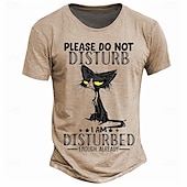 cheap Men&#039;s Funny T shirts-Men&#039;s Cat Funny T shirt Short Sleeve T shirt 3D Print Crew Neck Shirt Retro Vintage Casual Street Casual Bar Light Blue Khaki Gray Spring &amp; Summer Clothing Apparel S M L XL 2XL 3XL