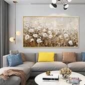 cheap Landscape Paintings-Handmade Oil PaintingCanvasWall Art DecorationAbstract Knife PaintingFlowers WhiteFor Home Decor Rolled Frameless Unstressed Painting