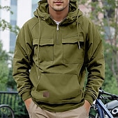 cheap Basic Sweatshirts-Men&#039;s Hoodie Quarter Zip Hoodie Tactical Hoodie Tactical Wine Red Black Wine Army Green Navy Blue Hooded Plain Pocket Tactical Sports &amp; Outdoor Daily Streetwear Cool Casual Spring &amp; Fall