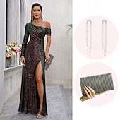 levne oblečení-Retro Řvoucí 20s 20. léta 20. století Maxi Cosplay kostým Úbory Plesové Velký Gatsby Svatební host Flitry Třásně Třpytivý lesk Maškarní kostým Dámské Vánoce předvečer Všech svatých Karneval předvečer