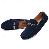 abordables Semi-formel-mocassins classiques en daim bleu marine pour hommes avec détails en métal - idéaux pour les occasions professionnelles décontractées et formelles