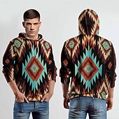 economico Hoodie Etnici Vintage-Per uomo Felpa con cappuccio Felpe Felpa Felpa con cappuccio Manica lunga Felpa con cappuccio Con cappuccio Di tendenza Stampa 3D Da mare Abbigliamento di strada Marrone chiaro Stampe Inverno