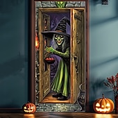 ieftine Coperți de ușă de Halloween-decorațiuni pentru uși de halloween huse de uși de halloween tapiserie încântătoare pentru uși de vrăjitoare decorațiuni pentru perdele de ușă banner de ușă de fundal pentru ușa din față petrecere de