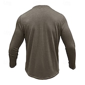 preiswerte Lässiges Henley-T-Shirt-Herren T-Shirt mit Knöpfen T Shirt Henley Hemd T-Shirt Langarm Henley Frühling &amp; Herbst Einfach Mode Designer Basic Urlaub Straße Ausgehen Meerblau Wein Blau Top T-Shirt für Herren