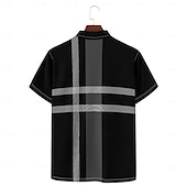 billige Geometrisk polo for menn-Herre Striper og rutete Kortermet Poloskjorter Fritid Dagligdagstøy Vår sommer Svart