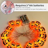 billige Halloween utendørs-halloween lys opp gresskar streng lys 10/20led jack o lanterne vanntette batteridrevne lys for innendørs utendørs soverom ferie fest halloween dekorasjon