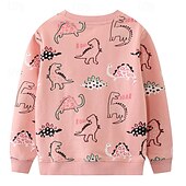 cheap Hoodies &amp; Sweatshirts-Girls&#039; 3D Cartoon Dinosaur Sweatshirt Long Sleeve Spring Fall Fashion Basic Kids Little Kids(4-7ys) 4-7 Years Crew Neck Outdoor Casual Daily Regular Fit