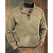 Men's Sweatshirt Khaki Standing Collar Color Block Patchwork Pocket Sports & Outdoor Daily Holiday Polyester Vintage Basic Casual Spring &  Fall Clothing Apparel Hoodies Sweatshirts  Long Sleeve3