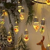 economico Luci di Natale-luci a forma di omino di pan di zenzero luci a forma di fata di Natale, luci a forma di lampadina per albero di Natale 1,5 m 10 led alimentati a batteria luci decorative per feste di Natale