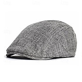 preiswerte Herrenhüte-Herren Schiebermütze Baskenmütze Ascot-Hut Ballonmütze Braun Beige Leinen Modisch Brautkleider schlicht Strasse Täglich Glatt Einstellbar Sonnenschutz Atmungsaktiv