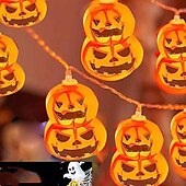 billige Halloween utendørs-halloween lys opp gresskar streng lys 10/20led jack o lanterne vanntette batteridrevne lys for innendørs utendørs soverom ferie fest halloween dekorasjon