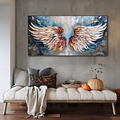 cheap Animal Paintings-Mintura Handmade Abstract Wings Oil Paintings On Canvas Wall Art Decoration Modern Abstract Feather Picture For Home Decor Rolled Frameless Unstretched Painting