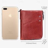 cheap Wallets-Men&#039;s Wallet Credit Card Holder Wallet Leather Cowhide Office Shopping Daily Rivet Zipper Large Capacity RFID Blocking Solid Color Black Red Brown