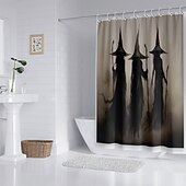 cheap Halloween Bath-Halloween Flower Witch Shower Curtain Modern Machine Washable Waterproof Polyester Fabric Used for Bathroom Decoration Bathtub with 12 Hooks