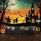 Halloween Decorations Hanging Tapestry Witches Castle Wall Art Large Tapestry Mural Decor Photograph Backdrop Blanket Curtain Home Bedroom Living Room Decoration 19