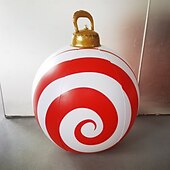 economico Decorazioni per esterni-palla gonfiabile decorata per esterni di Natale da 60 cm (23,6 pollici) enormi ornamenti di Natale grandi palline di caramelle alla menta piperita per albero cortile prato giardino portico palline gonfiabili ornamenti con pompa