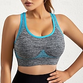 baratos Sutiã Esportivo-Mulheres Sustentação Leve Sutiã Esportivo Sutiã de corrida Costas Nadador Sem Aros Good Top Acolchoado Ginástica Esportes Relaxantes Corrida Respirável Leve Macio Azul Cinza Escuro Roxo Cor Sólida