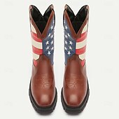 levne Cowboy &amp; Western Boots-pánské westernové kovbojské boty s americkou vlajkou s drsnou podrážkou - vlastenecké boty z umělé kůže pro outdoorové i běžné nošení