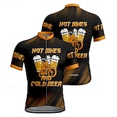 cheap Men's Jerseys-Men's Cycling Jersey Letter &amp; Number Beer Short Sleeve Bike Tee Tshirt Jersey with 3 Rear Pockets Mountain Bike MTB Quick Dry Anatomic Design Wicking Breathable Sports Yellow Red Blue Clothing Apparel