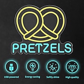 cheap Neon LED Lights-Oktoberfest Pretzels LED Neon Sign Light, Pretzels Neon Sign for Restaurant Wall Art, German Bakery Wall LED Decorations
