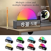 abordables Lumières intelligentes-Lumière LED intelligente réveil lumineux simulateur d&#039;aube lampe soleil de chevet lumière nocturne multicolore avec chargeur USB