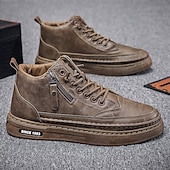 preiswerte Winter- und Schneestiefel-braune pelzgefütterte Winterstiefel für Herren - warme, wasserdichte Kunstlederschuhe mit Reißverschluss für Outdoor-Abenteuer