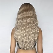 levne Syntetické trendy paruky-Syntetické paruky Vlnitá Bouncy Curl Střední část Paruka 26&quot; Zlatavá Umělé vlasy Dámské Střední část Chladný Rozkošný Zlatá