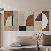abordables Peintures Abstraites-art mural wabi sabi marron et blanc peint à la main peinture abstraite marron et noire sur toile peinture texturée blanche grande décoration murale neutre pour le salon cadre tendu