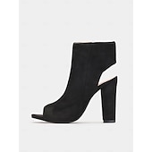 abordables Bottines-Femme Bottes du quotidien Bottines Bottines Talon bloc Bout pointu Mode Daim Fermeture Noir