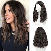 cheap Synthetic Trendy Wigs-Wig Medium Length Wigs for Women Middle Part Synthetic Hair Wavy Wig with Upgraded Strands,Natural Hair Wig for Daily Party/Halloween Use