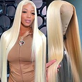 baratos Perucas de seda frontais de cabelo natural-613 loira cabelo liso 13x4 perucas de renda frontal cabelo humano pré-arrancado com cabelo de bebê