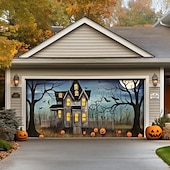 halpa Halloween koristelu-halloween oven koristeet ulkona halloween autotallin oven kansi kurpitsa noita banneri pelottava linna suuri taustakoristeet lomalle ulkoautotallin ovi kodin seinäkoristeet