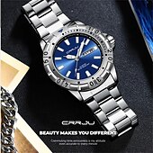 abordables Montres à quartz-Crrju top original hommes montre à quartz vert montre étanche pour hommes en acier inoxydable quartz hommes montre de luxe montre-bracelet lumineuse
