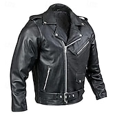 cheap Faux Leather Jackets-Men's Faux Leather Jacket Transition Jacket Biker Jacket Negan Leather Jacket Daily Vacation Windproof Warm Pocket Fall &amp; Winter Plain Fashion Classic Lapel Regular Black Jacket