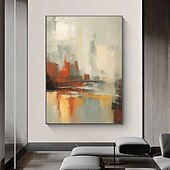 billiga Landskapsmålningar-handmålad oljemålning beige guldmålning brun wabi sabi konstverk texturerad oljemålning beige oljemålning brun abstrakt oljemålning canvaskonst modern horisontell dekor konst