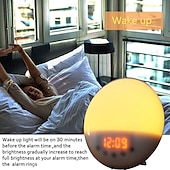 billige Smarte lys-LED Smart Light Soloppgangs Alarmklokke Lys Intelligent LED 7 Farger Justerbar med FM Radio Berøringskontroll Intelligent Hjem Soverom Stue Multifunksjons Lys