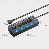 cheap USB Hubs-4 Ports USB HUB 2.0 Adapter Expander Multi USB Splitter Multiple Extender with Independent Switches LED Indicator