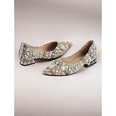 tanie Zwykły-Damskie Szpilki Bling Bling Buty Sandały z kryształkami Impreza Obcas słupek Nasek w szpic Moda Płótno Mokasyny Kolorowy