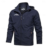 baratos jaquetas e casacos gráficos masculinos-Homens Estampas Abstratas Montanha Blusão Capa de chuva Casaco Shell Prova-de-Água Leve Casual Esportes Acampar e Caminhar Bordado Bolsos laterais Zip Frente Outono Inverno Com Capuz Manga Longa