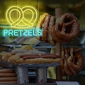 cheap Neon LED Lights-Oktoberfest Pretzels LED Neon Sign Light, Pretzels Neon Sign for Restaurant Wall Art, German Bakery Wall LED Decorations