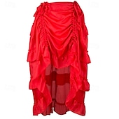abordables Médiéval-Rétro Vintage Punk et gothique Victoriens Jupe Costume de Cosplay Jupe longue Pirate Femme Cordon Ourlet Asymétrique Couleur unie Halloween Carnaval Carnaval Quotidien Mascarade Adulte Jupe Printemps