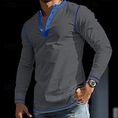 levne Ležérní tričko Henley-Pánské Tričko Tričko Henley Vaflové pletené tričko Tričko Top Tričko s dlouhým rukávem Barevné bloky Henley ulice Dovolená Dlouhý rukáv Slátanina Oblečení Polyester Módní Designové Základní