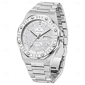 economico Orologi meccanici-Orologio Meccanico OLEVS da Uomo Orologio alla Moda Creativo Minimalista Affari Automatico a Carica Automatica Luminoso Calendario Data Settimana Orologio in Acciaio