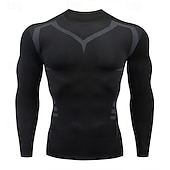 baratos Camisetas e Regatas de Corrida-Homens Camisetas Compressão Camisa Atlético camisa de ginástica Camisa Fitness Patchwork Manga Longa Camiseta Casual Roupa Esportiva Outono Respirável Secagem Rápida Alta elasticidade Treino de