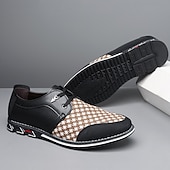 abordables Chaussures sans lacets &amp; mocassins-Baskets en similicuir à motif pied-de-poule rouge et noir pour hommes avec design à lacets et semelle coussinée - chaussures décontractées tendance pour un usage quotidien