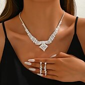 cheap Jewelry Sets-Bridal Jewelry Sets Two-piece Suit Imitation Diamond 1 Necklace Earrings Women&#039;s Elegant Stylish Classic Lovely Classic Love Precious Geometric Jewelry Set For Wedding Gift